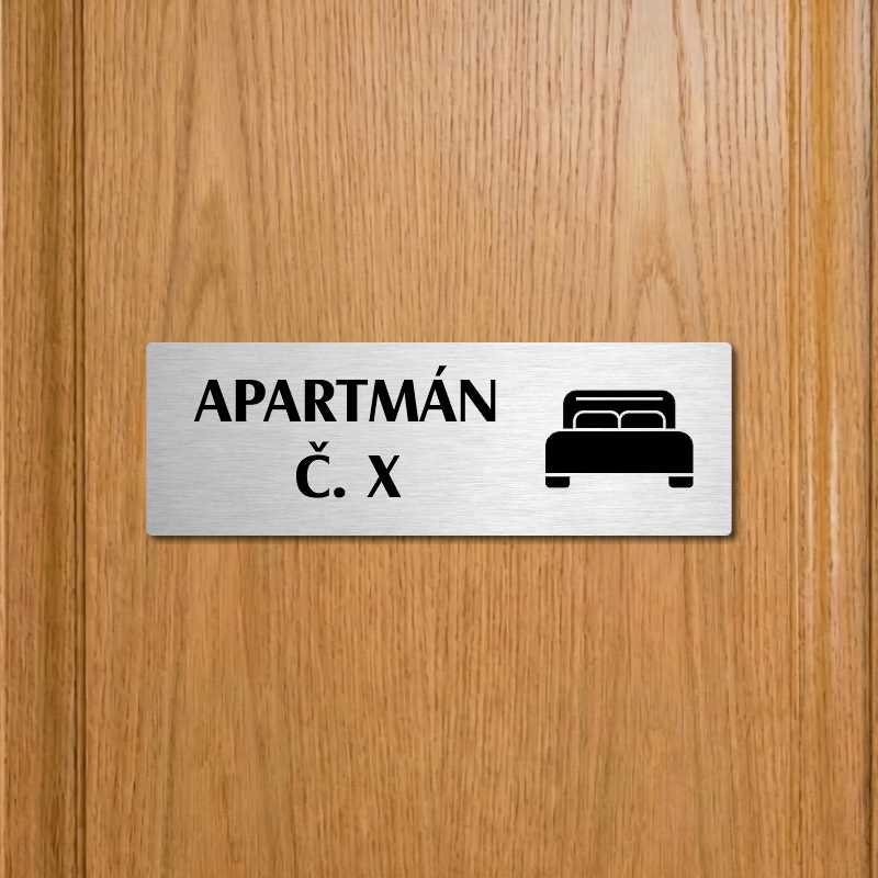 Apartmán č., 200x66mm, zlatá popiska s dvojtým rámečkem